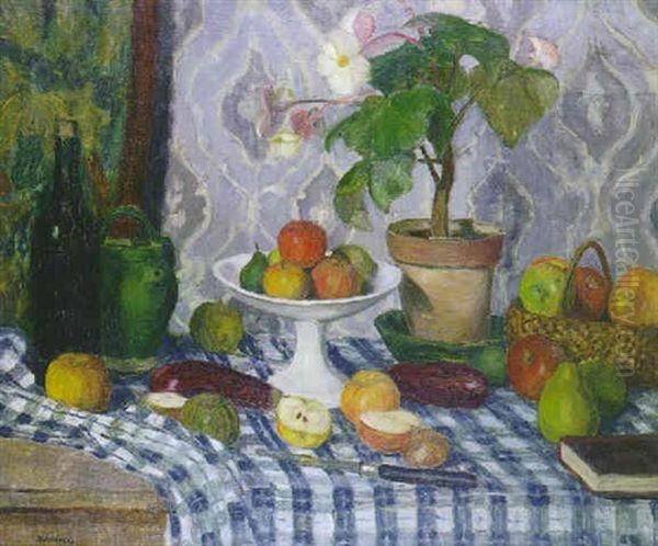 Nature Morte, Fruits Sur Une Table Oil Painting by Eugene Antoine Durenne