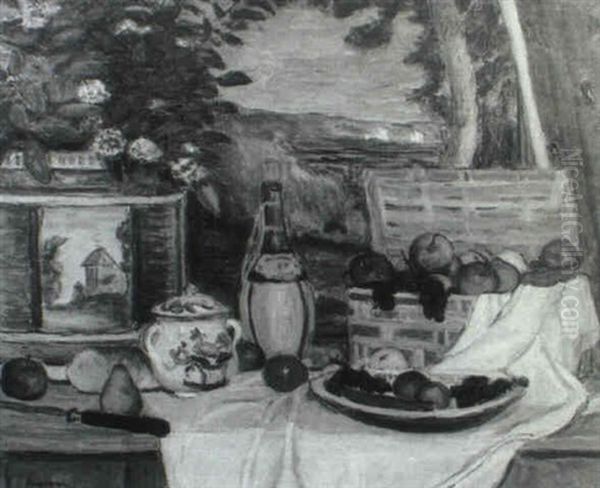 Nature Morte, Le Panier De Pommes Oil Painting by Eugene Antoine Durenne