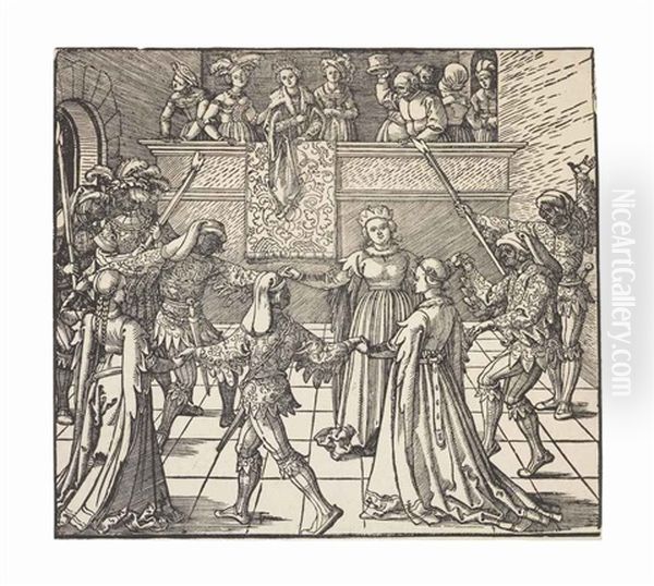 The Masquerade Dance With Torches, From: Freydal Oil Painting by Albrecht Duerer