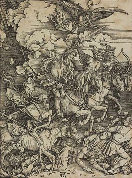 Die Apokalyptischen Reiter Oil Painting by Albrecht Duerer