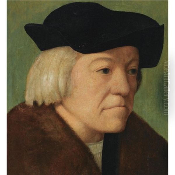 Portrait Of A Man, Wearing A Black Coat With A Fur Collar And A Black Hat Oil Painting by Albrecht Duerer