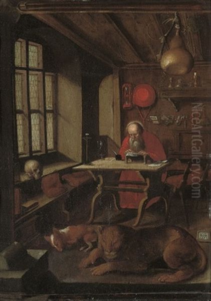 Saint Jerome In His Study Oil Painting by Albrecht Duerer