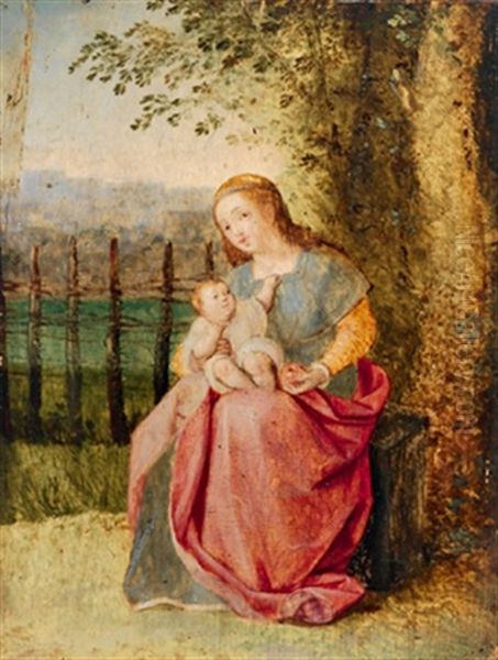 Maria Mit Dem Kind In Einer Landschaft Oil Painting by Albrecht Duerer