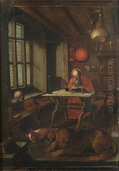 Saint Jerome In His Study Oil Painting by Albrecht Duerer