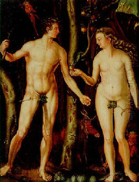 Adam And Eve Oil Painting by Albrecht Duerer