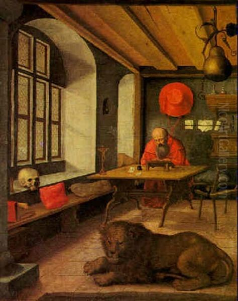 Saint Jerome In His Study Oil Painting by Albrecht Duerer