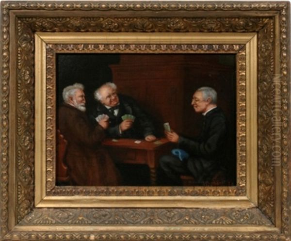 Three Gentleman Playing Cards Oil Painting by Joseph Durham