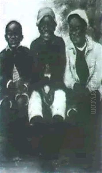 Two Genres Of Young Boys: Three Young Boys Sitting On A     Fence; And Three Boys Standing Oil Painting by Joseph Durham