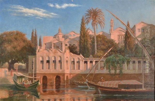 The Palace On The Nile, Cairo Oil Painting by Johann-Ludwig Rudolf Durheim