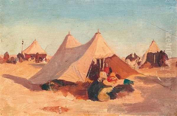 Camp De Soldats Au Desert Oil Painting by Johann-Ludwig Rudolf Durheim