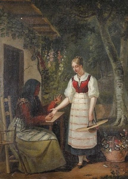 Die Wahrsagerin Oil Painting by Johann-Ludwig Rudolf Durheim