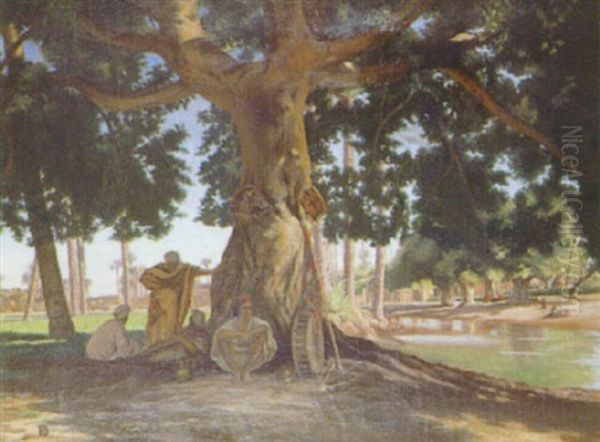 Repos Sous Les Arbres Oil Painting by Johann-Ludwig Rudolf Durheim