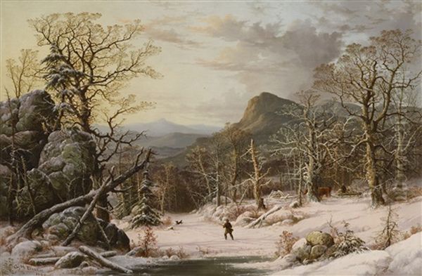 Hunter In Winter Wood Oil Painting by George Henry Durrie