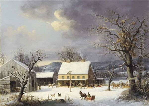 To Hartford--ix Miles Oil Painting by George Henry Durrie