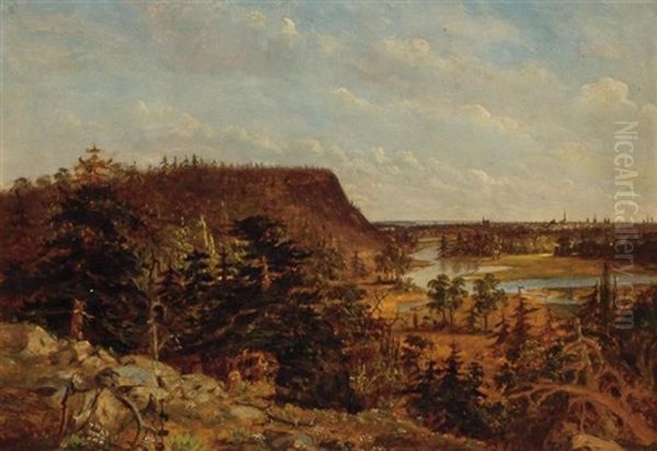 New Haven And East Rock From Whitney Peak Oil Painting by George Henry Durrie