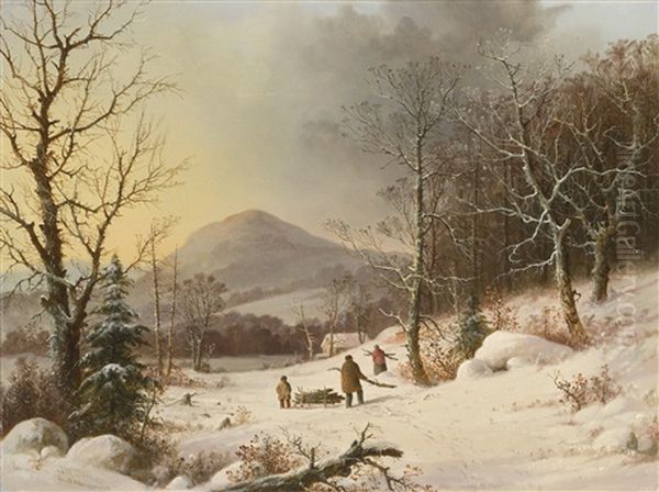 Gathering Wood Oil Painting by George Henry Durrie