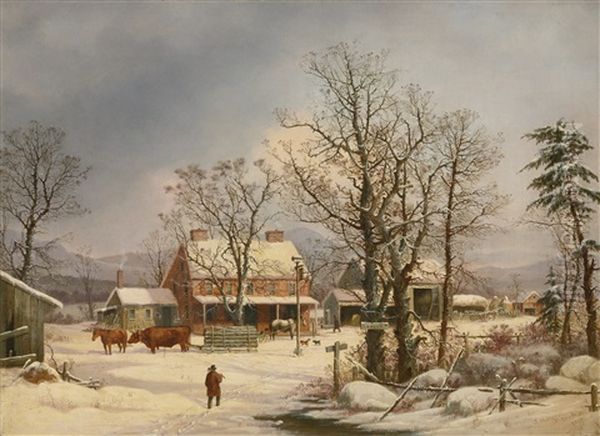 On The Road To Boston Oil Painting by George Henry Durrie