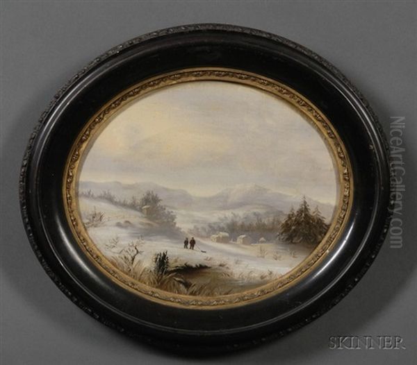 Winter Scene At Franconia Notch, New Hampshire Oil Painting by George Henry Durrie