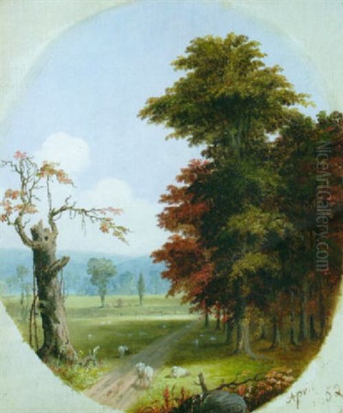 Spring Scene With Sheep Oil Painting by George Henry Durrie