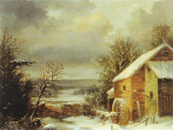 Storm Clearing, Winter Oil Painting by George Henry Durrie