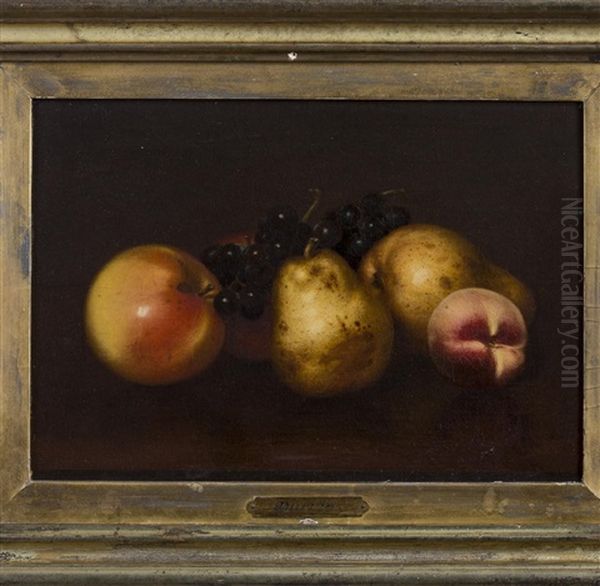 Still-life With Apples, Pears, Grapes And A Peach Oil Painting by John Durrie