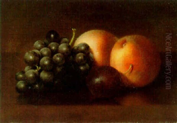 Still Life With Grapes, Peaches And Plum Oil Painting by John Durrie