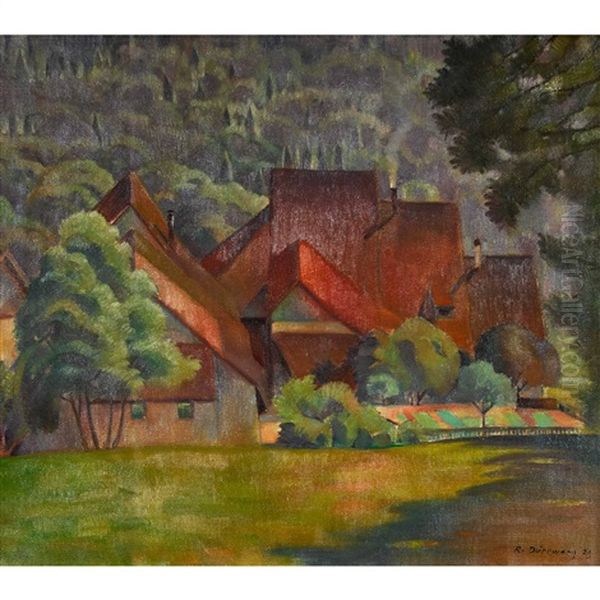 Sommerlandschaft Mit Bauernhausern Oil Painting by Rudolf Duerrwang