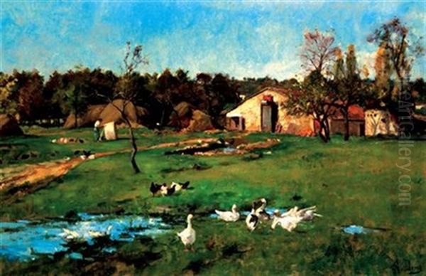 Ferme Oil Painting by Auguste Durst