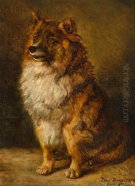 A Pomeranian Oil Painting by Antoine (Tony) Dury