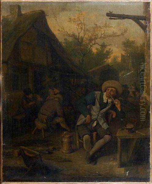 Fumeur Devant Une Auberge Oil Painting by Cornelis Dusart