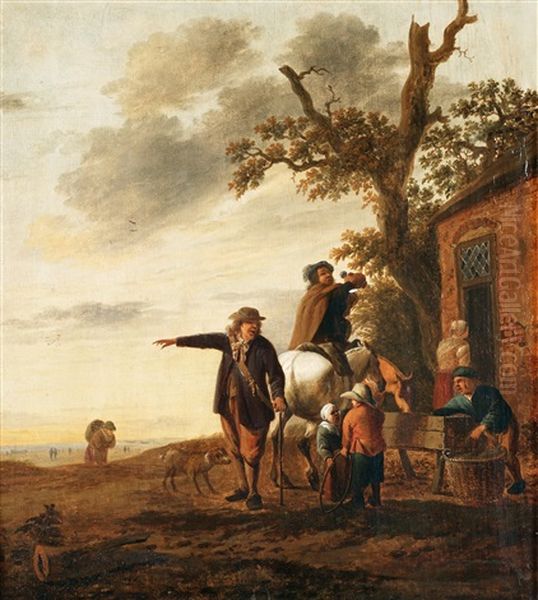 Vid Vardshuset Oil Painting by Cornelis Dusart