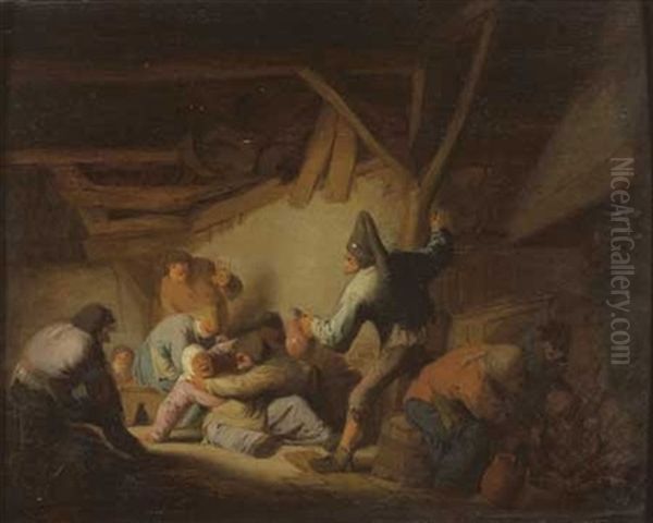 Scene D'interieur De Taverne Oil Painting by Cornelis Dusart