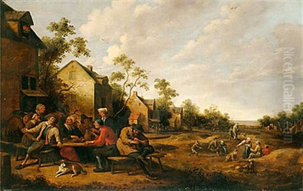 Utanfor Vardshuset Oil Painting by Cornelis Dusart