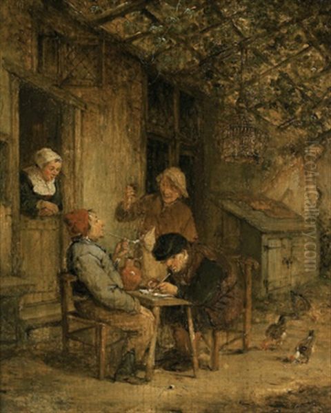 Zechende Bauern Im Wirtshaus Oil Painting by Cornelis Dusart