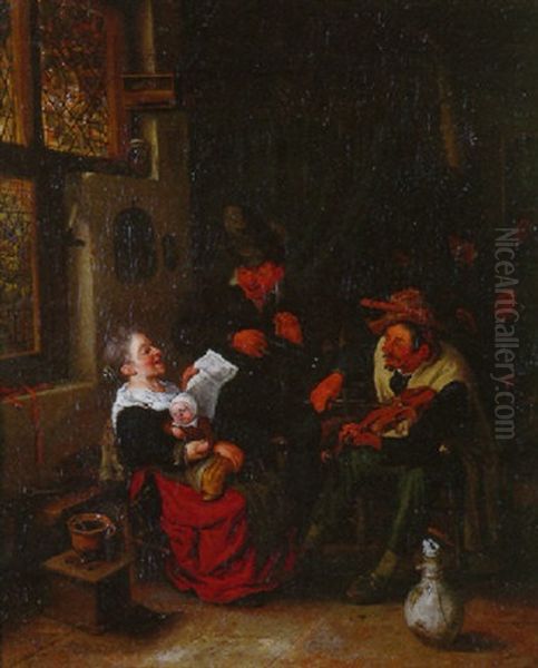 La Lecon De Chant Oil Painting by Cornelis Dusart