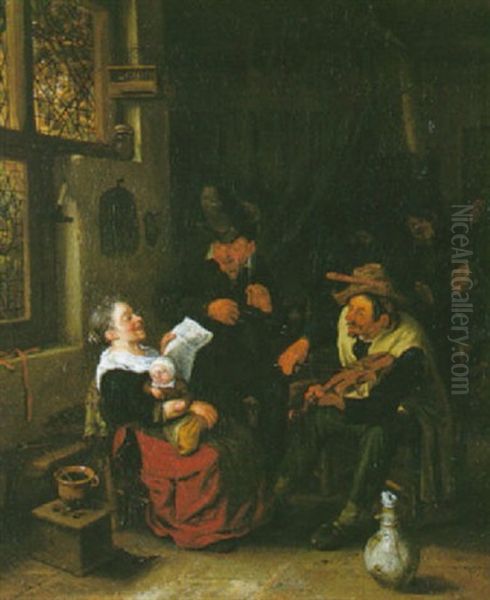 La Lecon De Chant Oil Painting by Cornelis Dusart