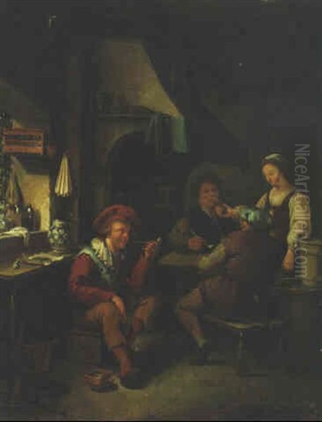 Peasants In A Tavern Oil Painting by Cornelis Dusart