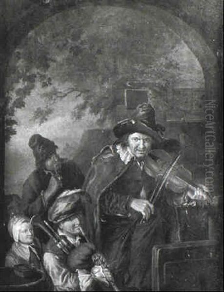 Group Of Musicians Playing Their Instruments Oil Painting by Cornelis Dusart