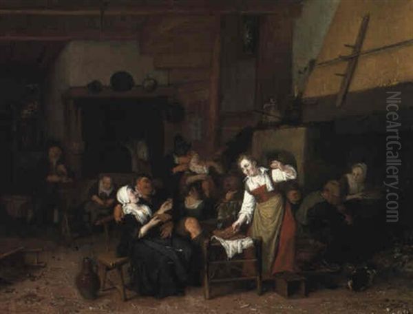 Peasants Carousing In A Tavern Oil Painting by Cornelis Dusart