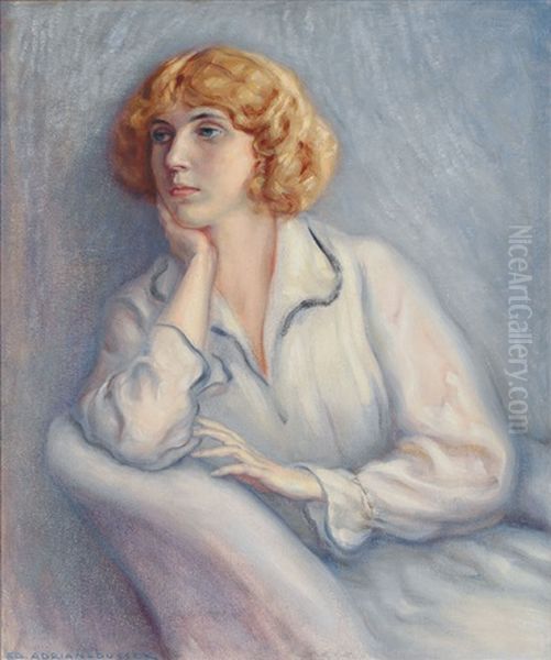 Portrait Einer Jungen Blonden Dame Oil Painting by Eduard Adrian Dussek