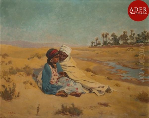 Couple Oriental Dans Le Desert, 1936 Oil Painting by Jean Dutey