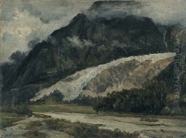 Vallee Suisse Au Glacier Oil Painting by Henri Joseph Constant Dutilleux