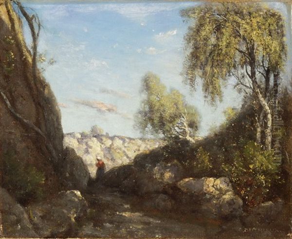 Felsige Baumlandschaft Oil Painting by Henri Joseph Constant Dutilleux