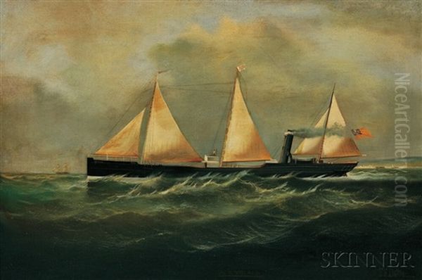 Steamship Under Way Oil Painting by Thomas Goldsworth Dutton