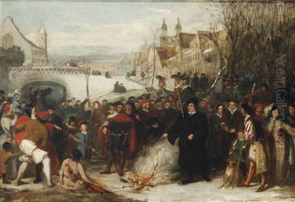 Martin Luther Burning The Papal Bulls by Charles Allen Duval