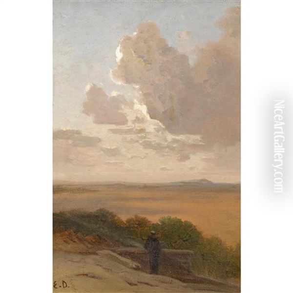 Kustenlandschaft Mit Sich Turmenden Wolken Oil Painting by Etienne Duval