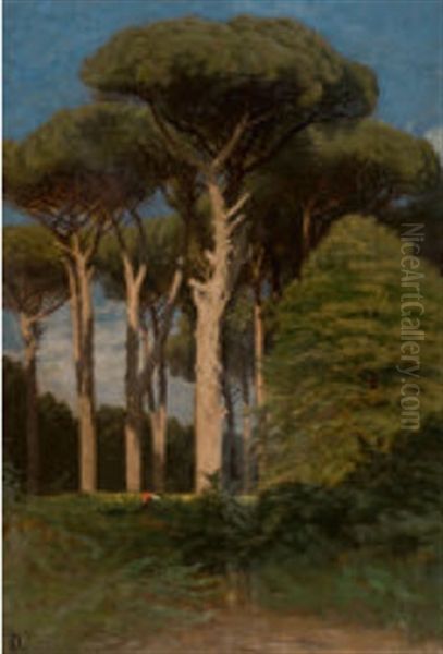 Mediterrane Landschaft Mit Pinien Oil Painting by Etienne Duval