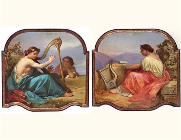 Allegories De La Musique (2 Works) Oil Painting by John Duval