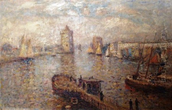 Le Port De La Rochelle Oil Painting by Leon Duval-Gozlan