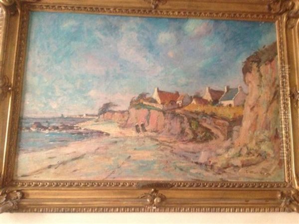 Paysage De Bord De Mer Oil Painting by Leon Duval-Gozlan